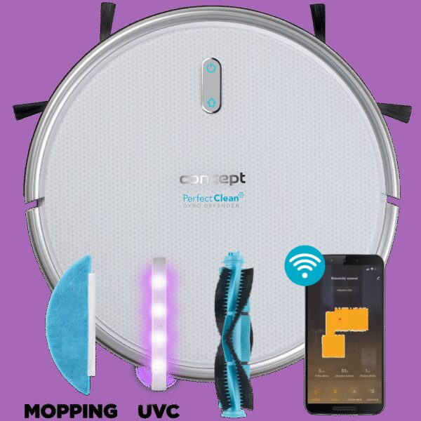 Concept VR2020 robotický vysavač s mopem 3 v 1 Perfect Clean Gyro Defender UVC